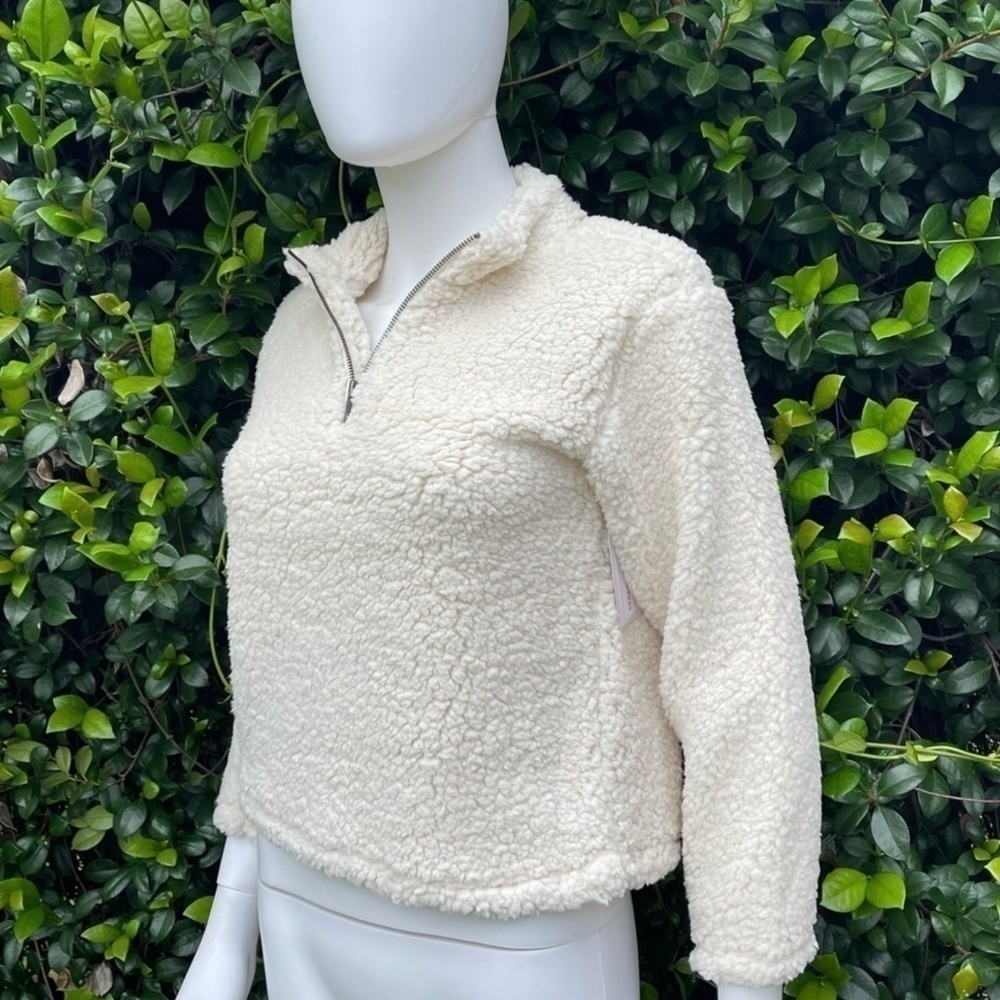 NWT Melrose & Market Nordstrom Vegan Shearling 1/4 Zip Sweater - Picture 7 of 9